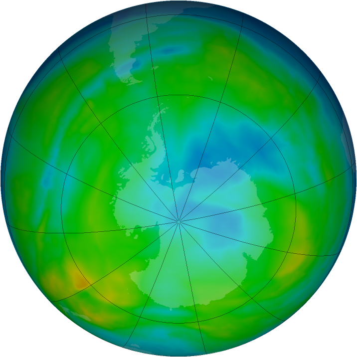 Antarctic ozone map for 12 June 2015